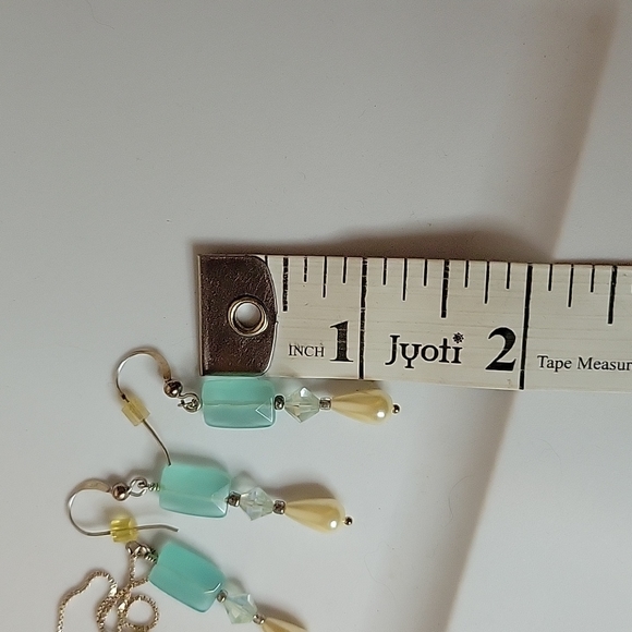 Aqua chacedony and pearl necklace and earring set- sterling silver - Picture 5 of 5